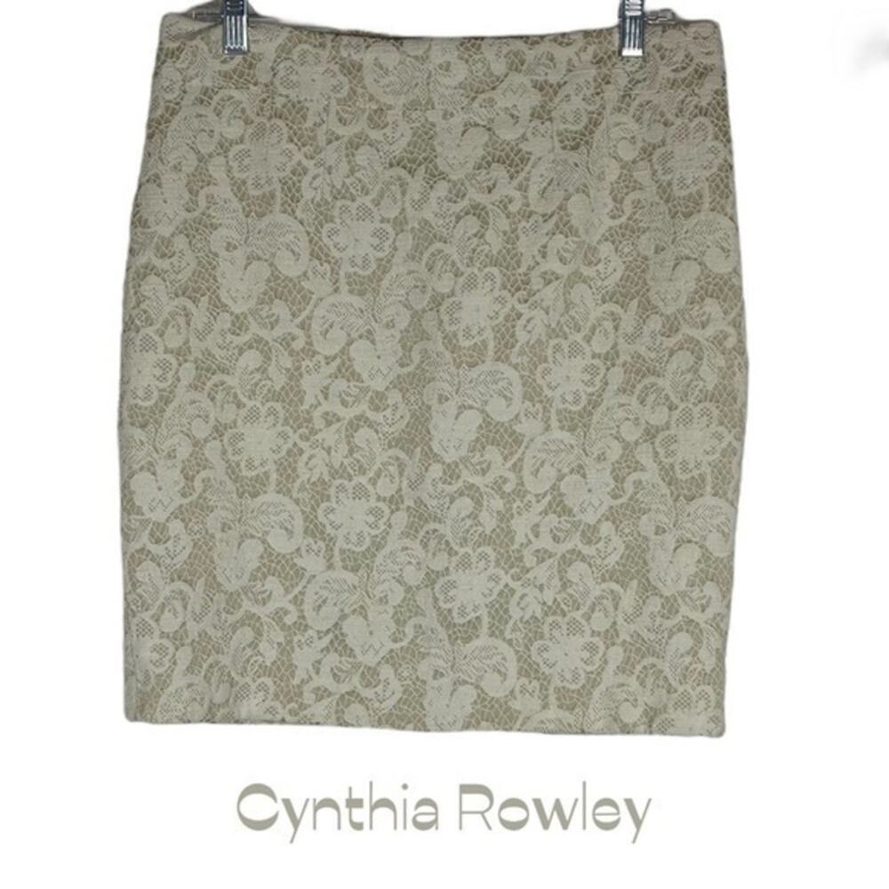 Cynthia Rowley Cream Tan Lace‎ Pencil Skirt NWOT Size 10